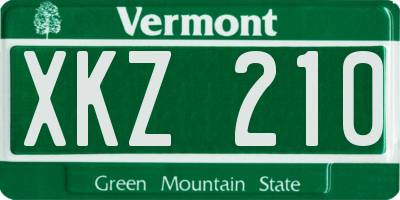 VT license plate XKZ210