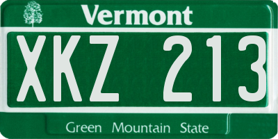 VT license plate XKZ213