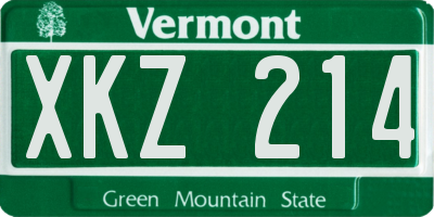 VT license plate XKZ214