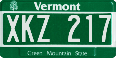 VT license plate XKZ217