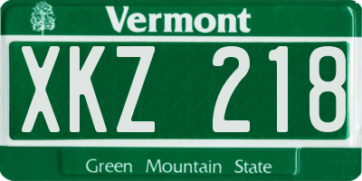 VT license plate XKZ218