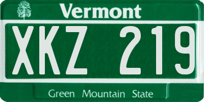 VT license plate XKZ219