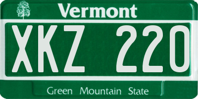 VT license plate XKZ220