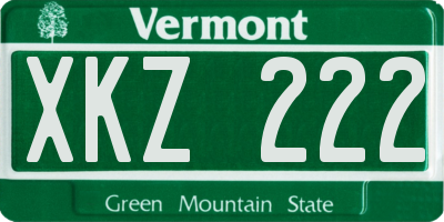 VT license plate XKZ222