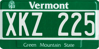 VT license plate XKZ225