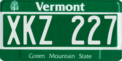 VT license plate XKZ227