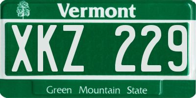 VT license plate XKZ229