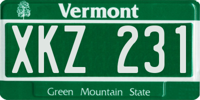 VT license plate XKZ231