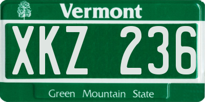 VT license plate XKZ236