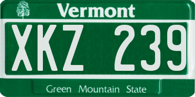 VT license plate XKZ239