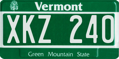 VT license plate XKZ240