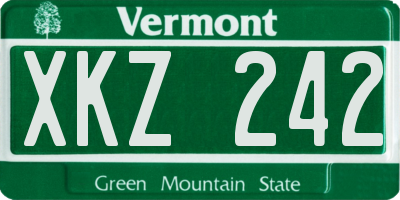 VT license plate XKZ242