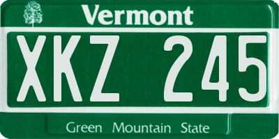 VT license plate XKZ245