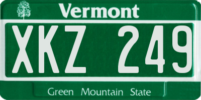 VT license plate XKZ249
