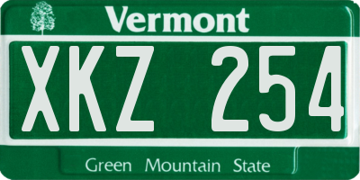 VT license plate XKZ254