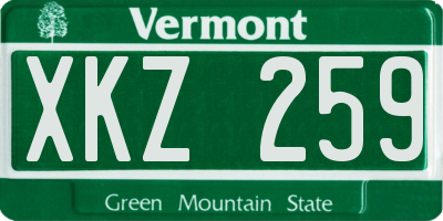 VT license plate XKZ259