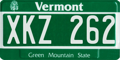 VT license plate XKZ262