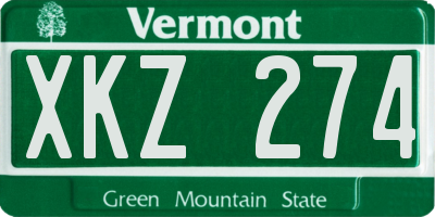 VT license plate XKZ274