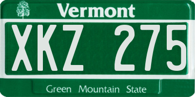 VT license plate XKZ275