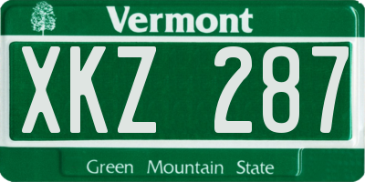 VT license plate XKZ287