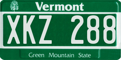 VT license plate XKZ288