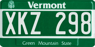 VT license plate XKZ298