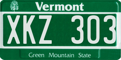 VT license plate XKZ303