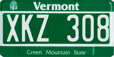 VT license plate XKZ308
