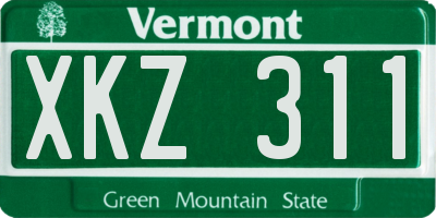 VT license plate XKZ311