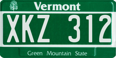 VT license plate XKZ312