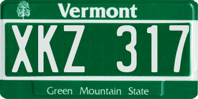 VT license plate XKZ317