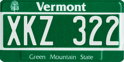 VT license plate XKZ322
