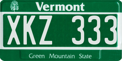 VT license plate XKZ333