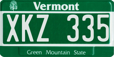 VT license plate XKZ335