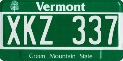 VT license plate XKZ337