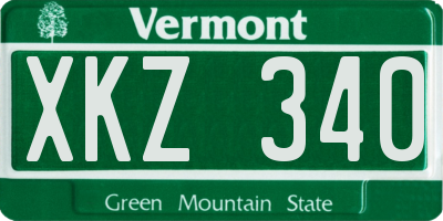 VT license plate XKZ340