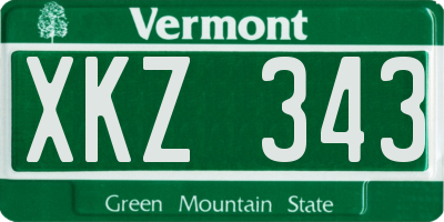 VT license plate XKZ343
