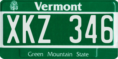 VT license plate XKZ346