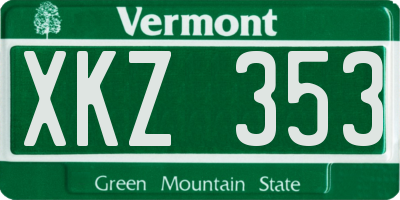 VT license plate XKZ353