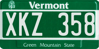 VT license plate XKZ358