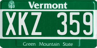 VT license plate XKZ359