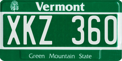 VT license plate XKZ360