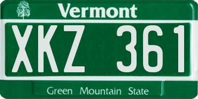 VT license plate XKZ361