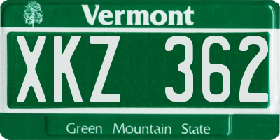 VT license plate XKZ362