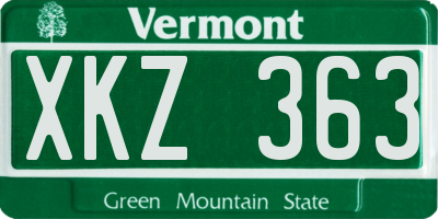 VT license plate XKZ363