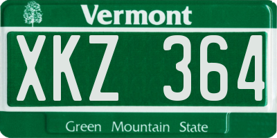 VT license plate XKZ364