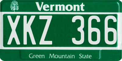 VT license plate XKZ366