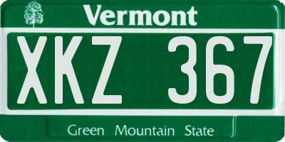 VT license plate XKZ367