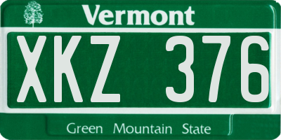 VT license plate XKZ376