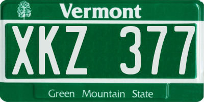 VT license plate XKZ377